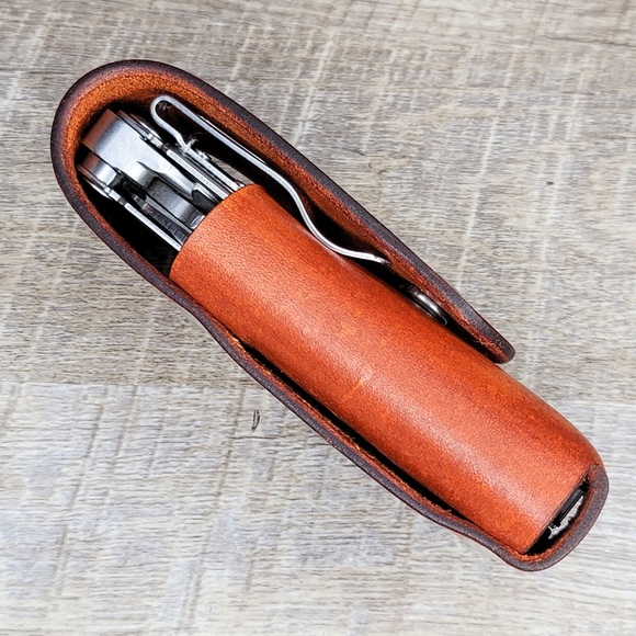 Leather Sheath Case Holster For Leatherman Free P2 P4 ARC Multitool SUNSET TAN - Picture 9 of 13